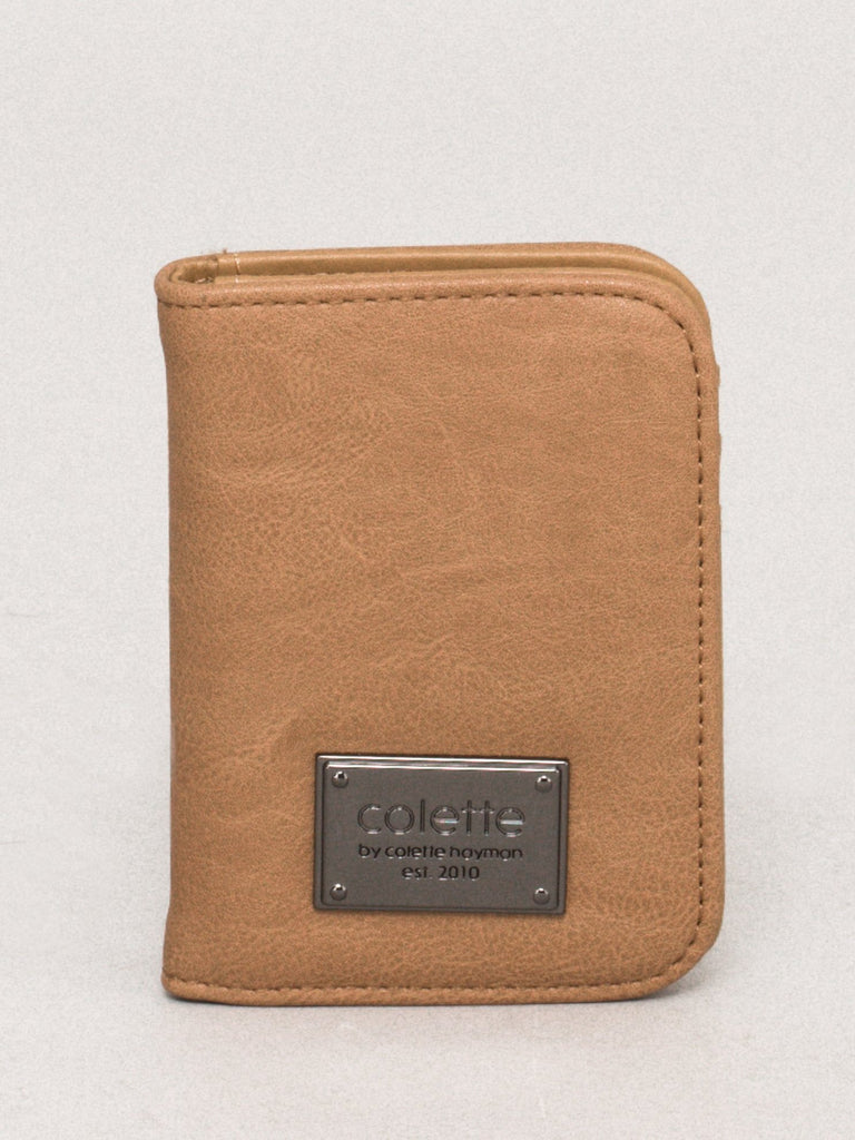 Caramel Smooth Credit Card Purse With Gunmetal Hardware