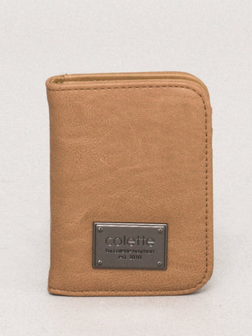 Caramel Smooth Credit Card Purse With Gunmetal Hardware