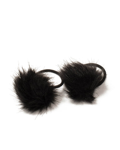 Black Fluffy Pom Pom Elastic Pack