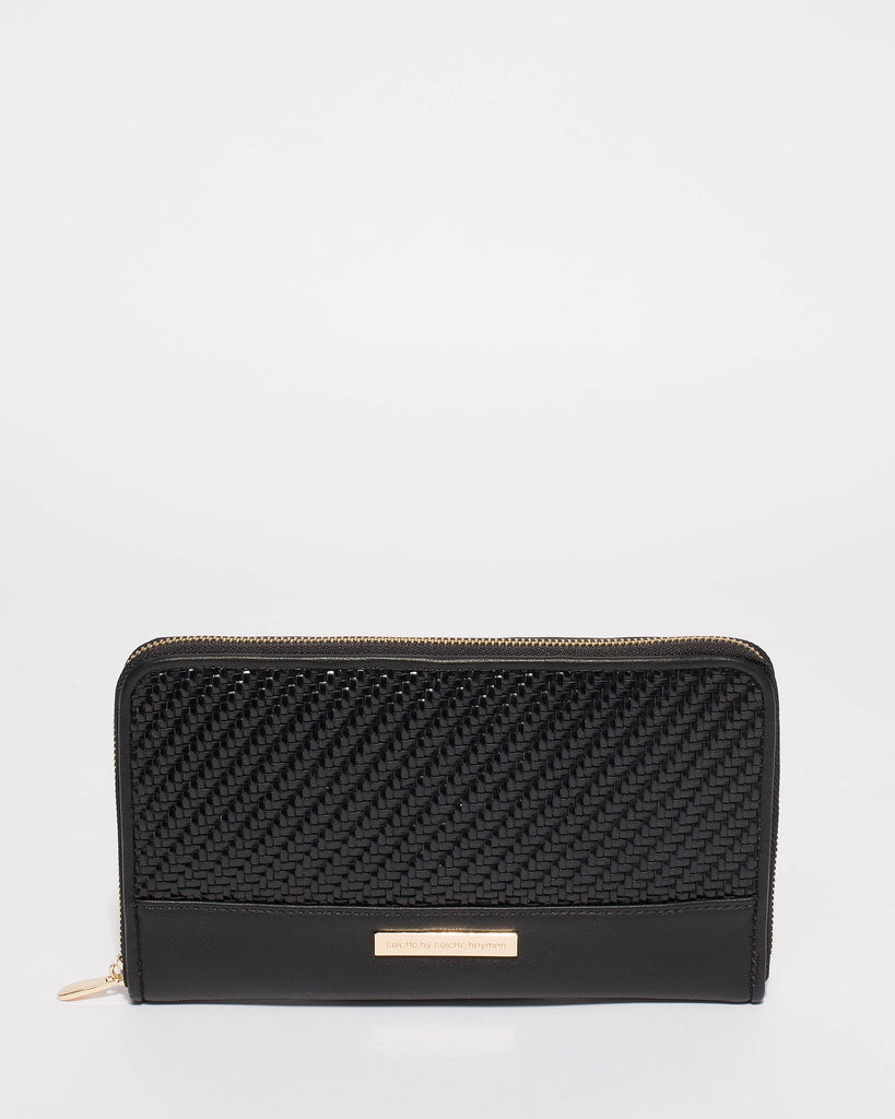 Black Whipstitch Travel Wallet