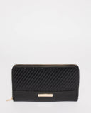 Black Whipstitch Travel Wallet