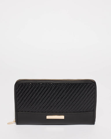 Black Whipstitch Travel Wallet