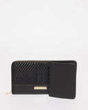 Black Whipstitch Travel Wallet