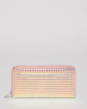 Hologram Nina Embossed Plate Zip Around Wallet