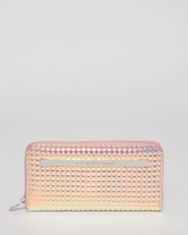 Hologram Nina Embossed Plate Zip Around Wallet