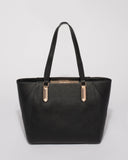 Black Textured Domi Hardware Tote Bag With Gold Hardware