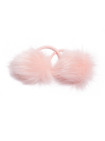 Pink Fluffy Pom Pom Elastic Hair Ties