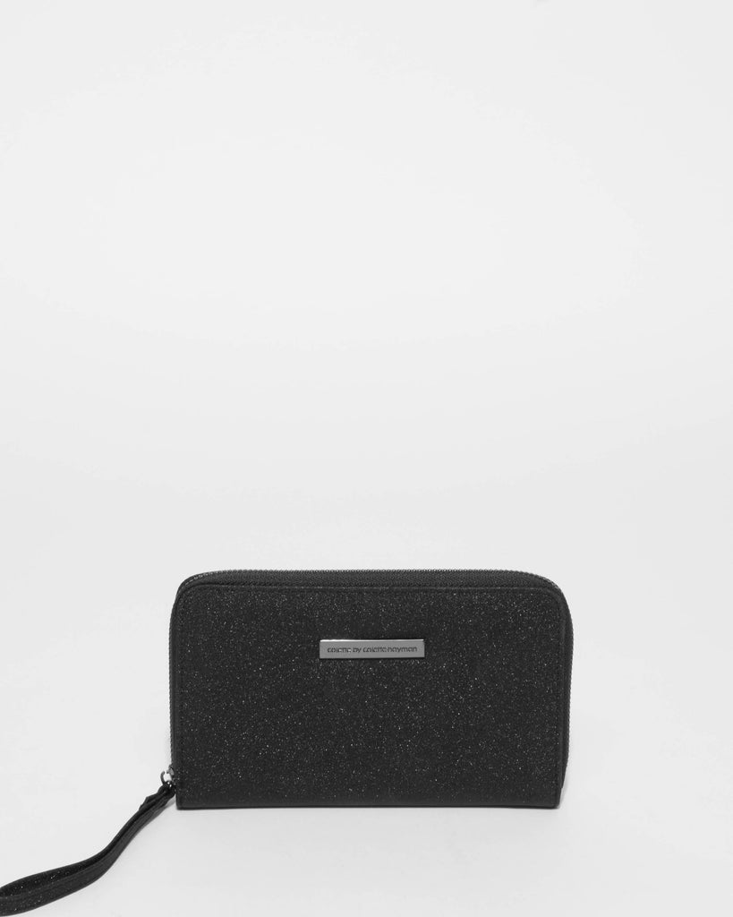 Black Glitter Gwen Wristlet Wallet