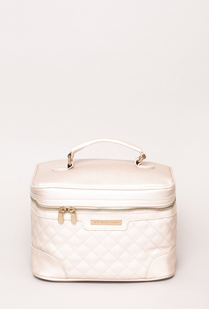 Ivory Quilted Cosmetic Case