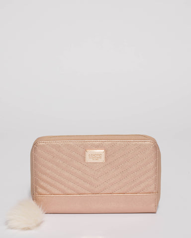 Rose Gold Nina Travel Wallet With Gold Hardware