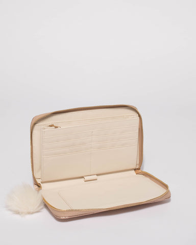 Rose Gold Nina Travel Wallet With Gold Hardware