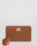 Tan Nina Travel Wallet With Silver Hardware