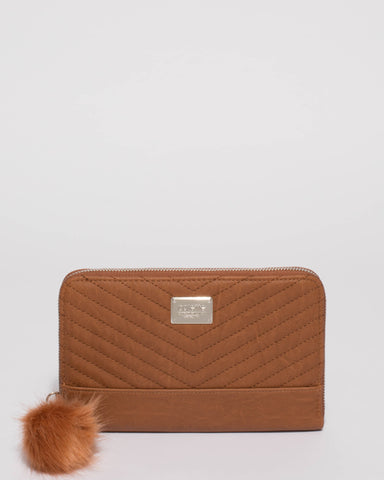 Tan Nina Travel Wallet With Silver Hardware