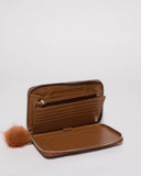 Tan Nina Travel Wallet With Silver Hardware