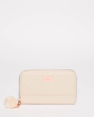 Ivory Nina Travel Wallet With Rose Gold Hardware