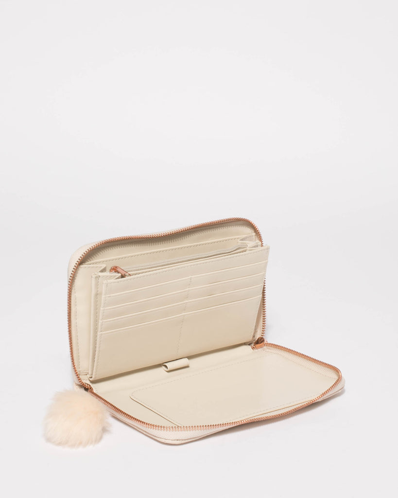 Ivory Nina Travel Wallet With Rose Gold Hardware
