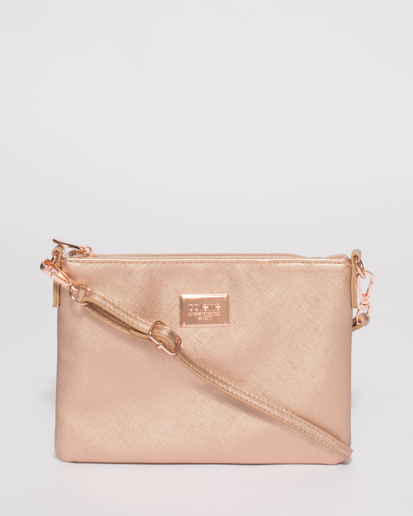 Rose Gold Plain Peta Chain Crossbody Bag