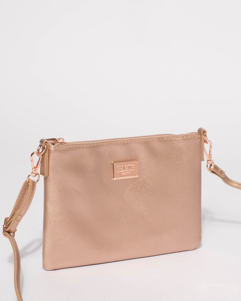 Rose Gold Plain Peta Chain Crossbody Bag