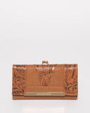 Tan Emmie Clip Wallet With Gold Hardware