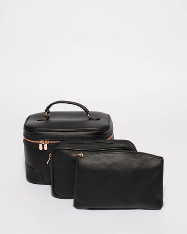 Black Saffiano Cosmetic Case Pack