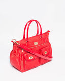 Red Smooth Pocket Baby Travel Bag With Gold Hardware