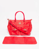 Red Smooth Pocket Baby Travel Bag With Gold Hardware