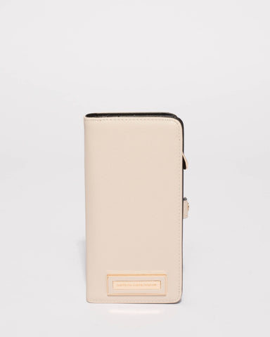 Ivory Saffiano Iphone 6, 7 & 8 Plus Fold Over Purse