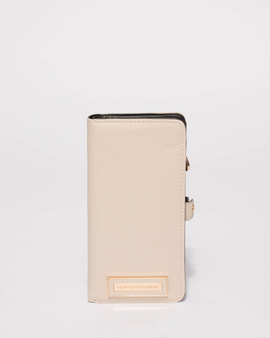 Ivory Saffiano Iphone 6, 7 & 8 Fold Over Purse