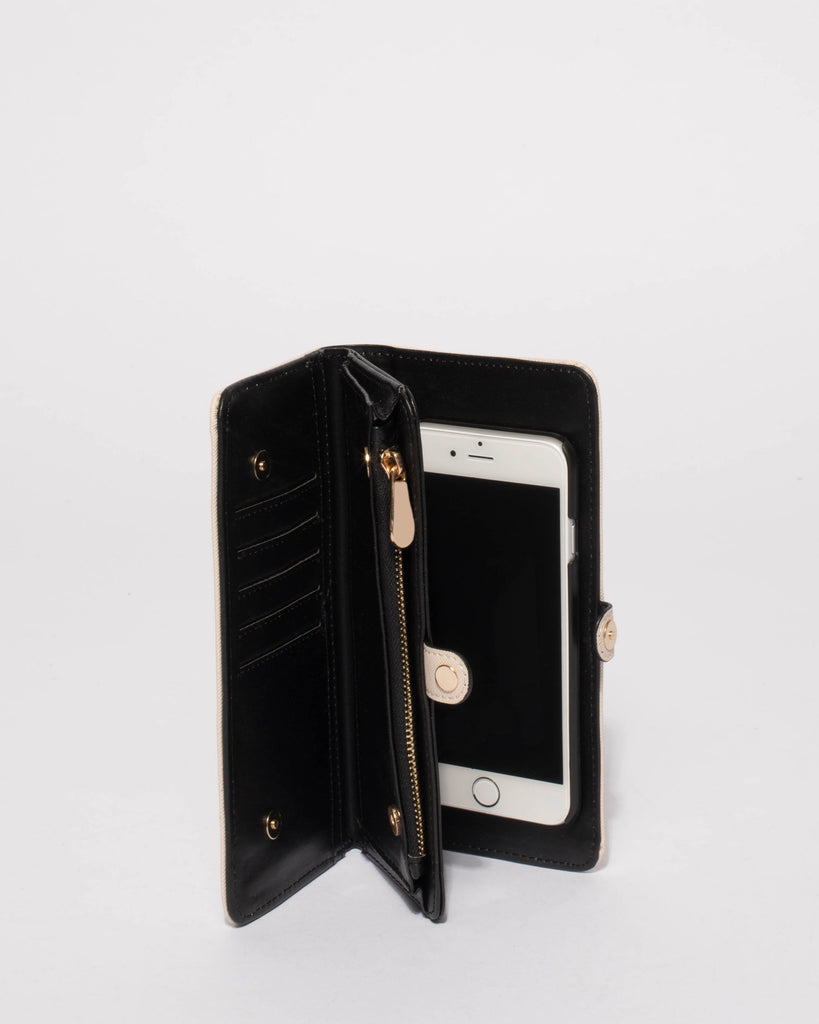 Ivory Saffiano Iphone 6, 7 & 8 Fold Over Purse