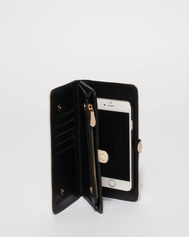 Ivory Saffiano Iphone 6, 7 & 8 Fold Over Purse