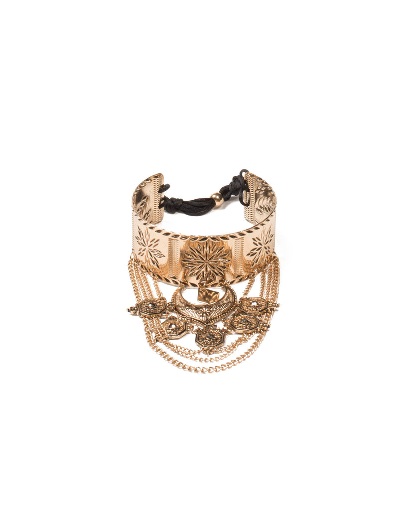 Antique Gold Tone Body Arm Cuff Chain Wristwear