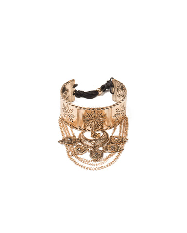 Antique Gold Tone Body Arm Cuff Chain Wristwear