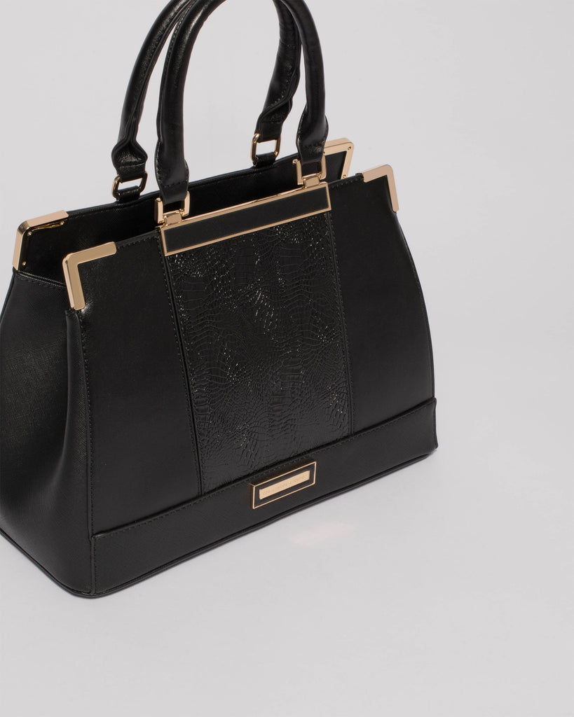 Black Zoe Plate Tote Bag