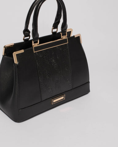 Black Zoe Plate Tote Bag