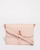 Elissa Pink Saffiano Crossbody Bag