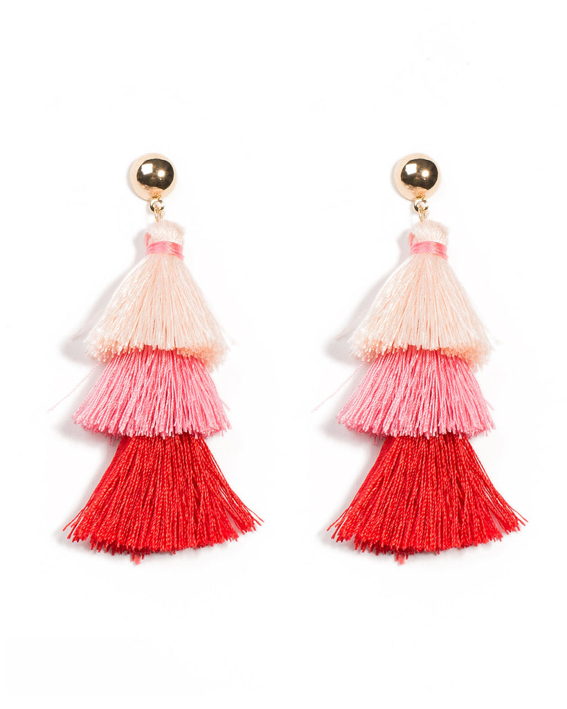 Mini Triple Layer Tassel Earrings