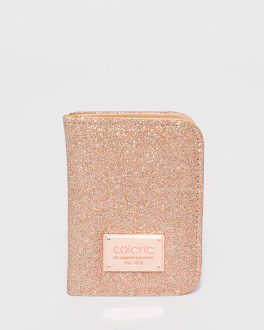 Rose Gold Glitter Est Credit Card Purse