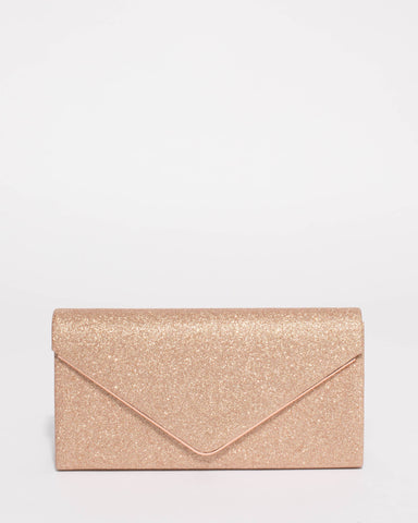 Rose Gold Vanessa Glitter Eve Clutch Bag
