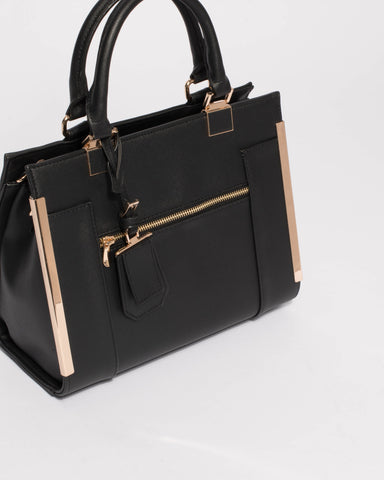 Black Saffiano Rosey Medium Tote Bag