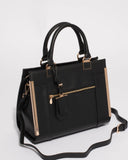 Black Saffiano Rosey Medium Tote Bag