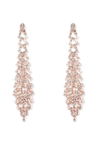 Crystal Rose Gold Tone Diamante Pattern Gradual Drop Earrings