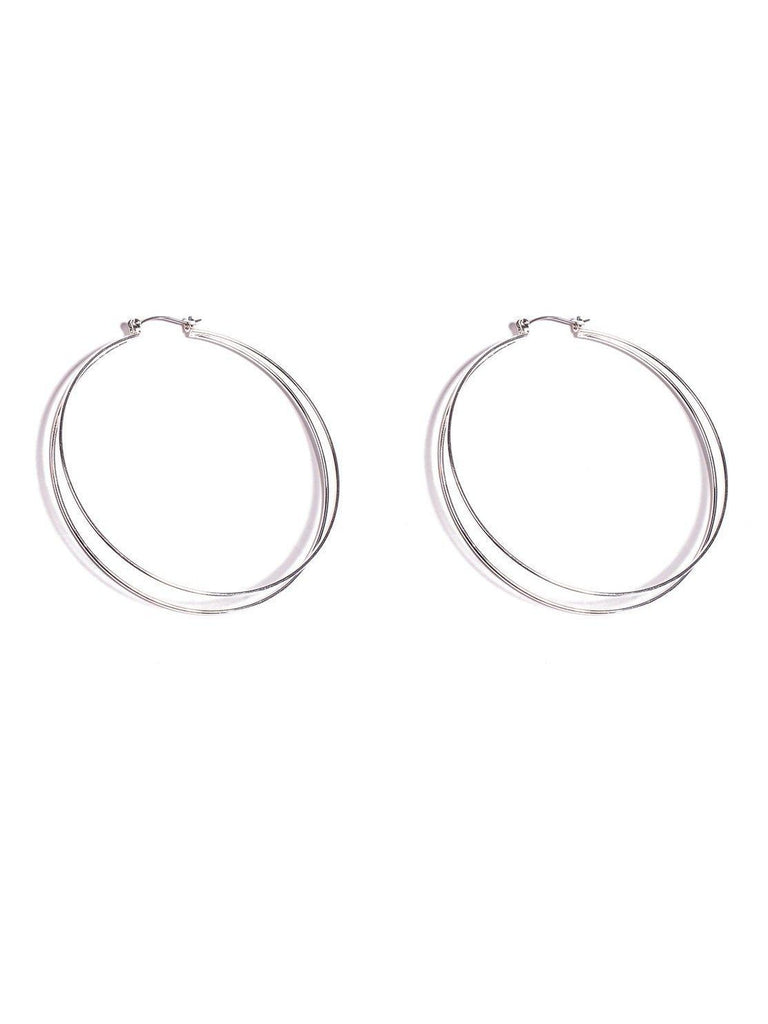 2 Row Metal 70mm Hoop Earrings
