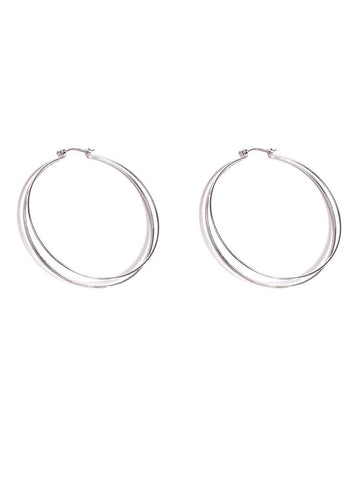 2 Row Metal 70mm Hoop Earrings