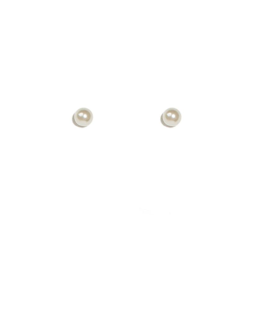 Ivory Silver Tone Large Pearl Stud Earrings