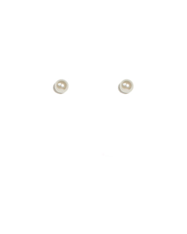 Ivory Silver Tone Large Pearl Stud Earrings