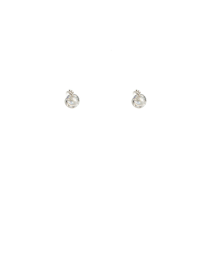 Crystal Silver Tone Small Stud Earrings