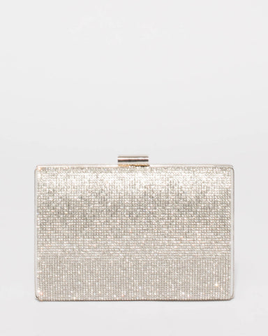 Silver Eliza Sparkle Clutch Bag