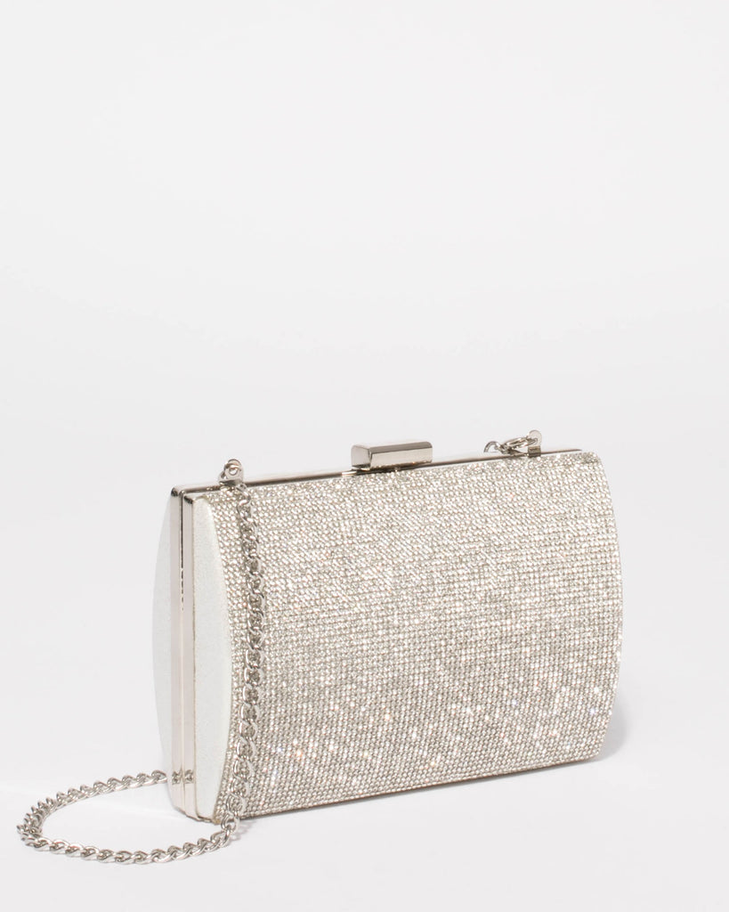Silver Eliza Sparkle Clutch Bag
