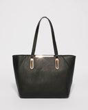 Black Domi Hardware Tote Bag With Gold Hardware