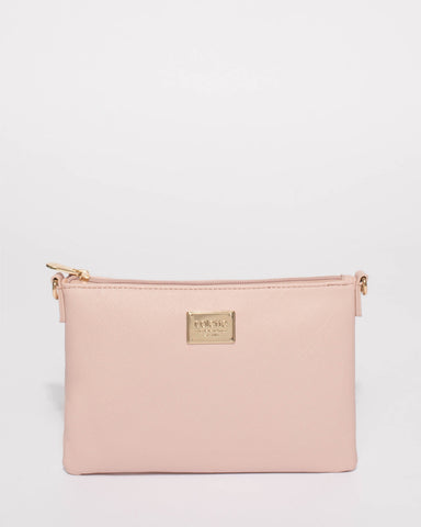 Pink Plain Peta Chain Crossbody Bag